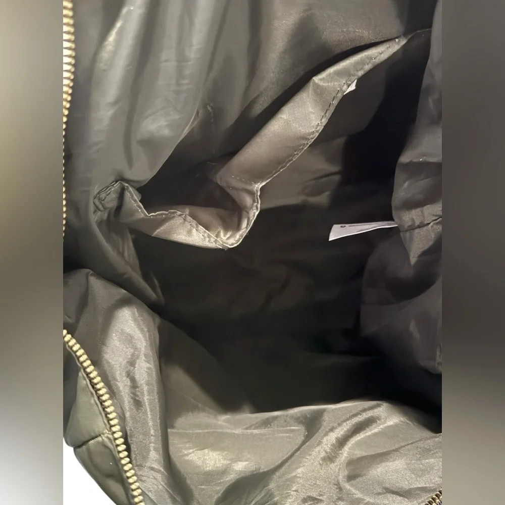 Olive Green Nylon Tote Bag backpack with Black Trim
